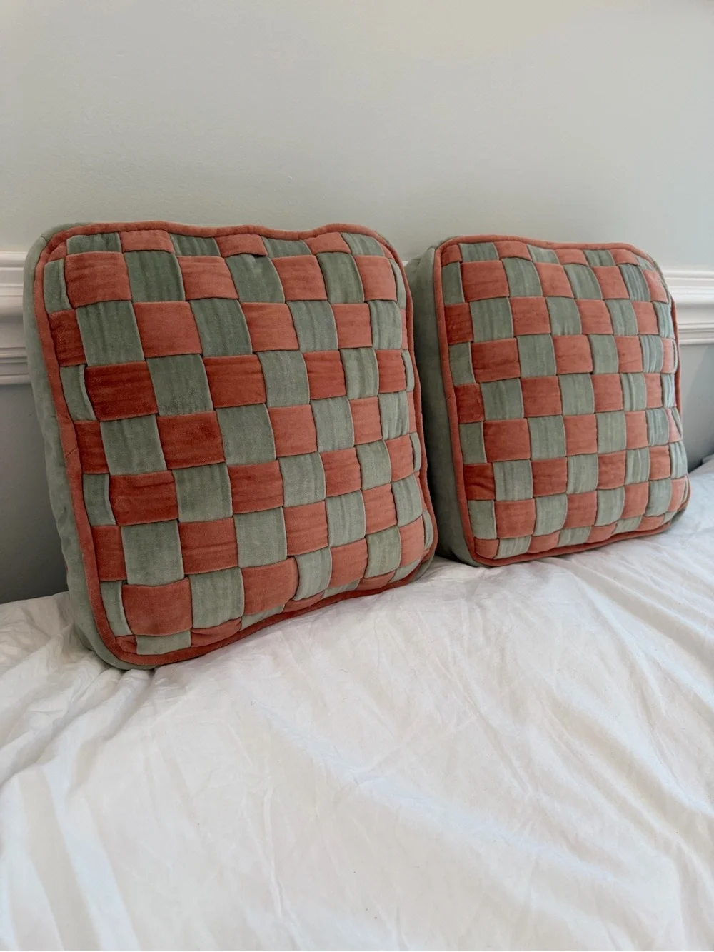 Crate & Barrel Harriet Velvet Square Pillow - A Pair